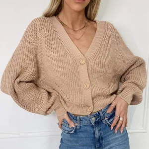 Macy Oversized Button Down Lantern Sleeve Cardigan