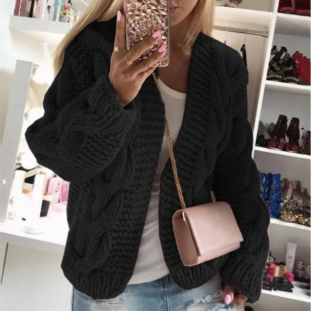 Macy Oversized Button Down Lantern Sleeve Cardigan
