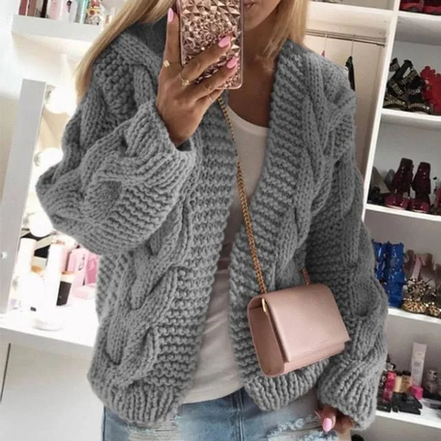 Macy Oversized Button Down Lantern Sleeve Cardigan