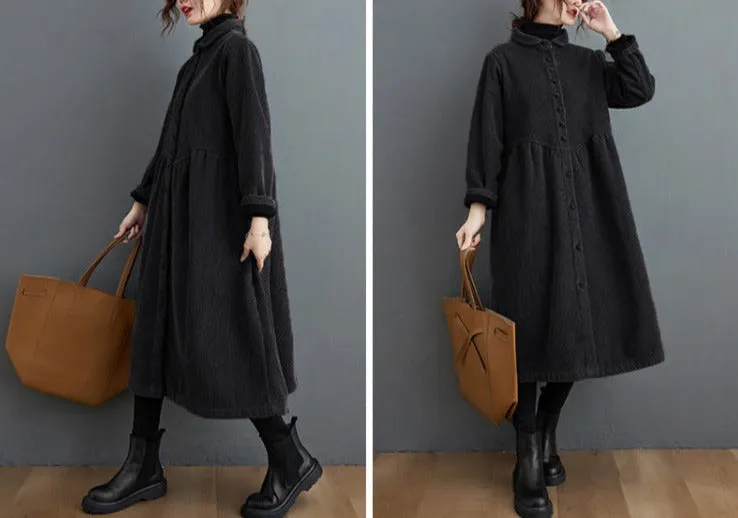 Maxi Corduroy Trench Coat