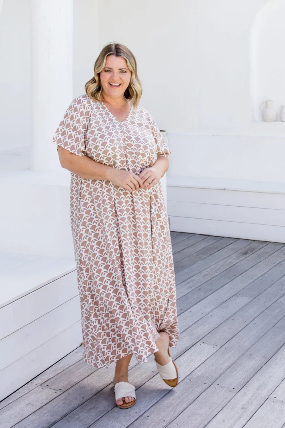 Maxi Dress - Mocha Geo