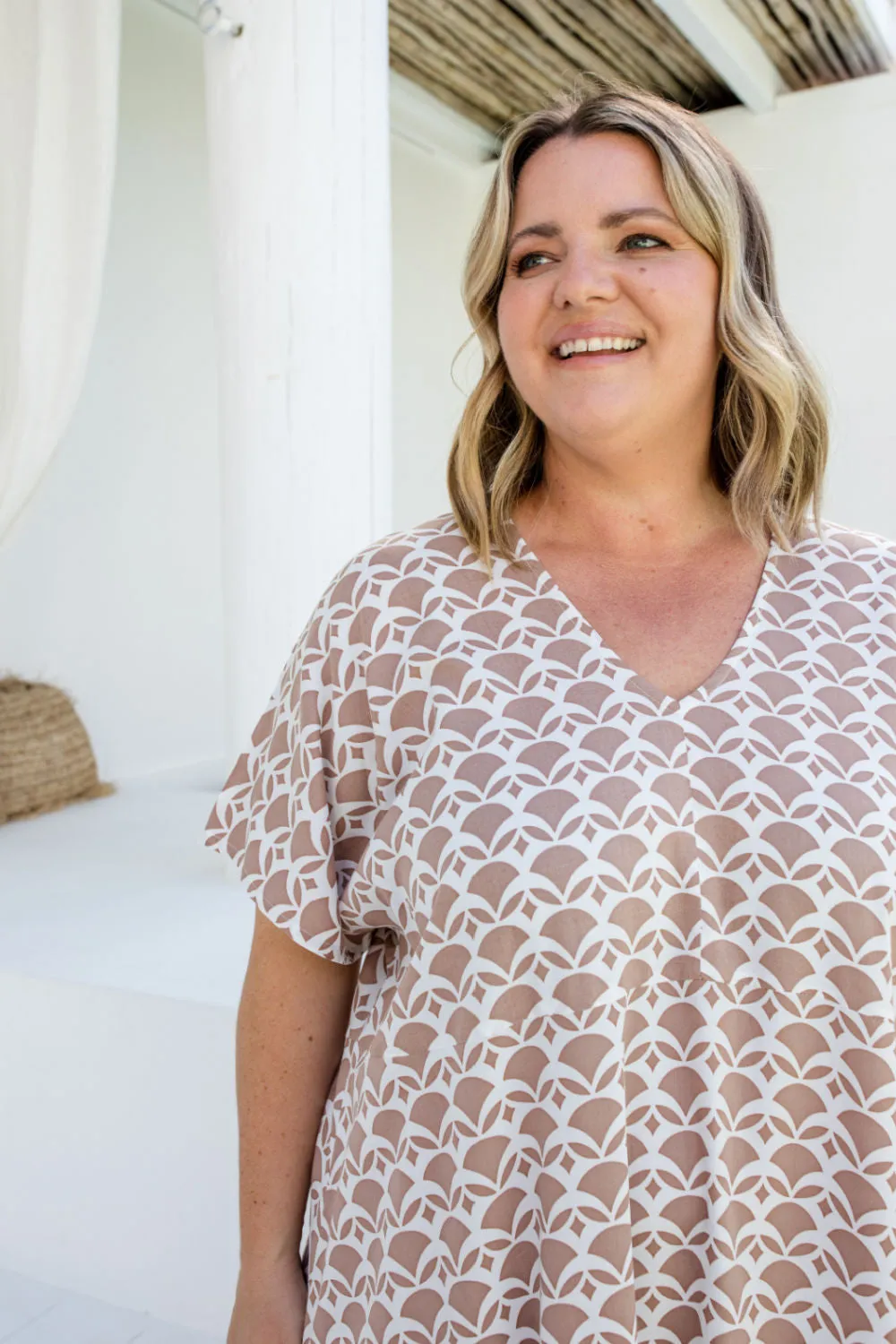 Maxi Dress - Mocha Geo