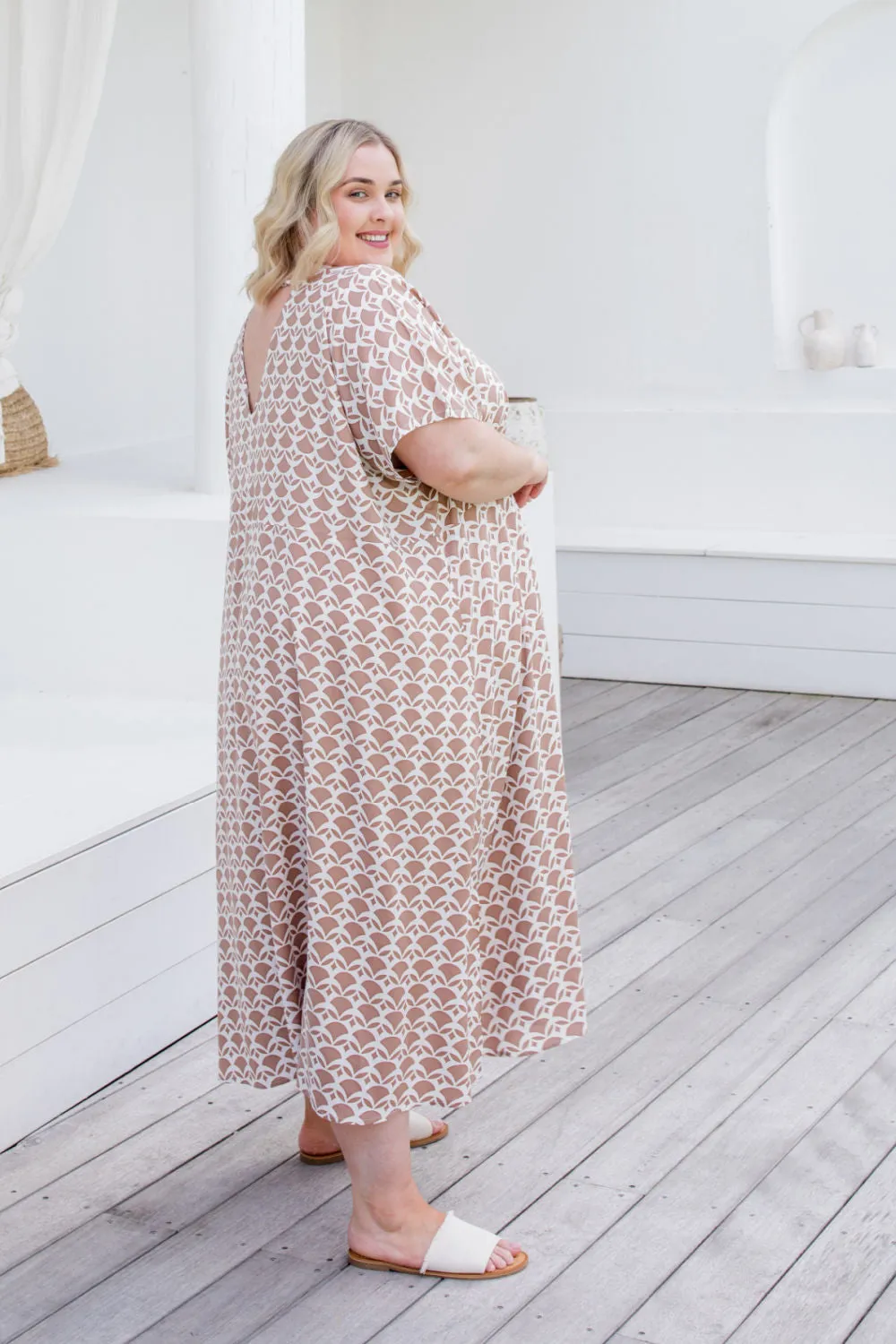 Maxi Dress - Mocha Geo