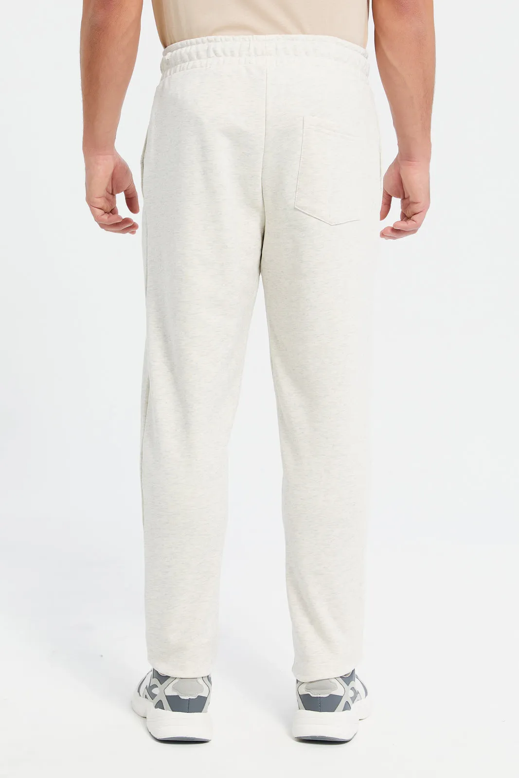 Men Ecru Joggers With Logo