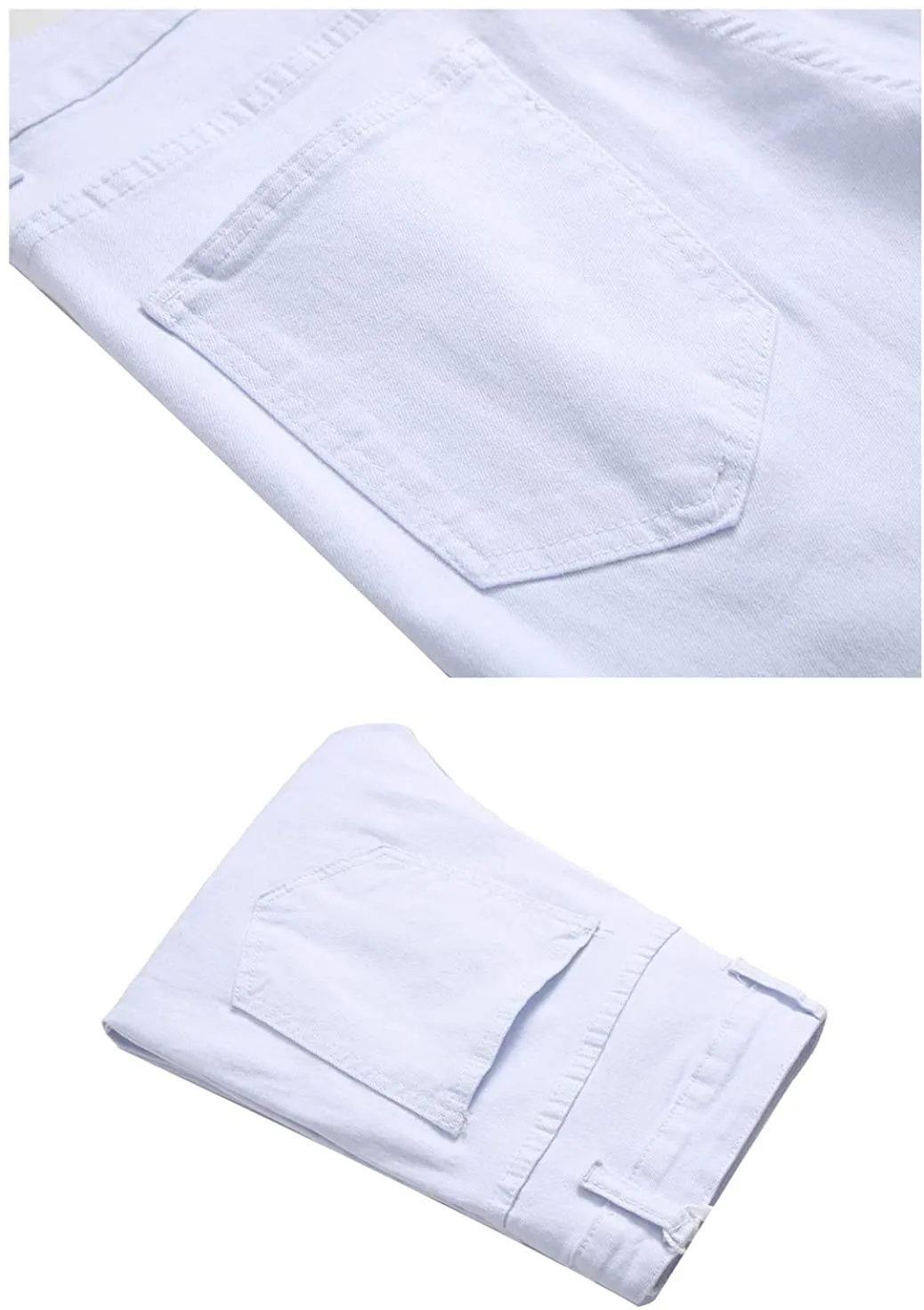 Men's White Ripped Jeans Slim Fit Denim Pants