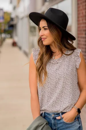 Micro Confetti Ruffle Trim Tank