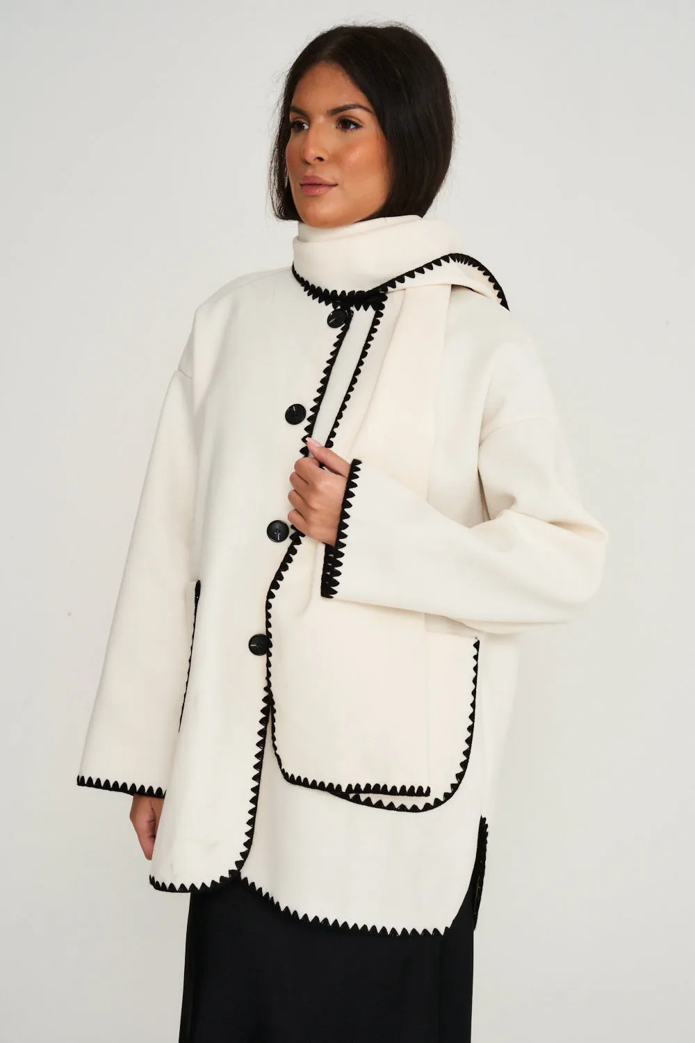 Nella Scarf Shacket - Cream
