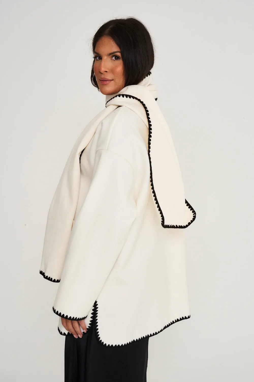 Nella Scarf Shacket - Cream