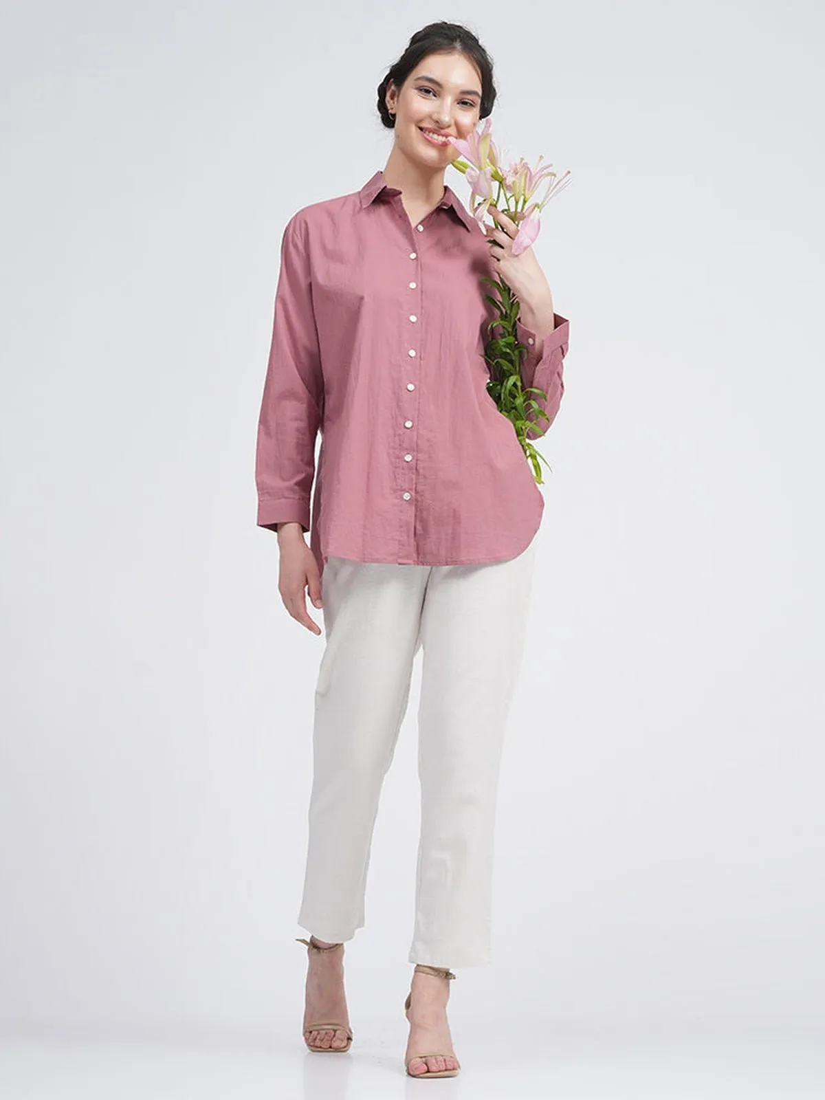 Organic Cotton Solid Jessica Shirt with Trousers Co-ord Set