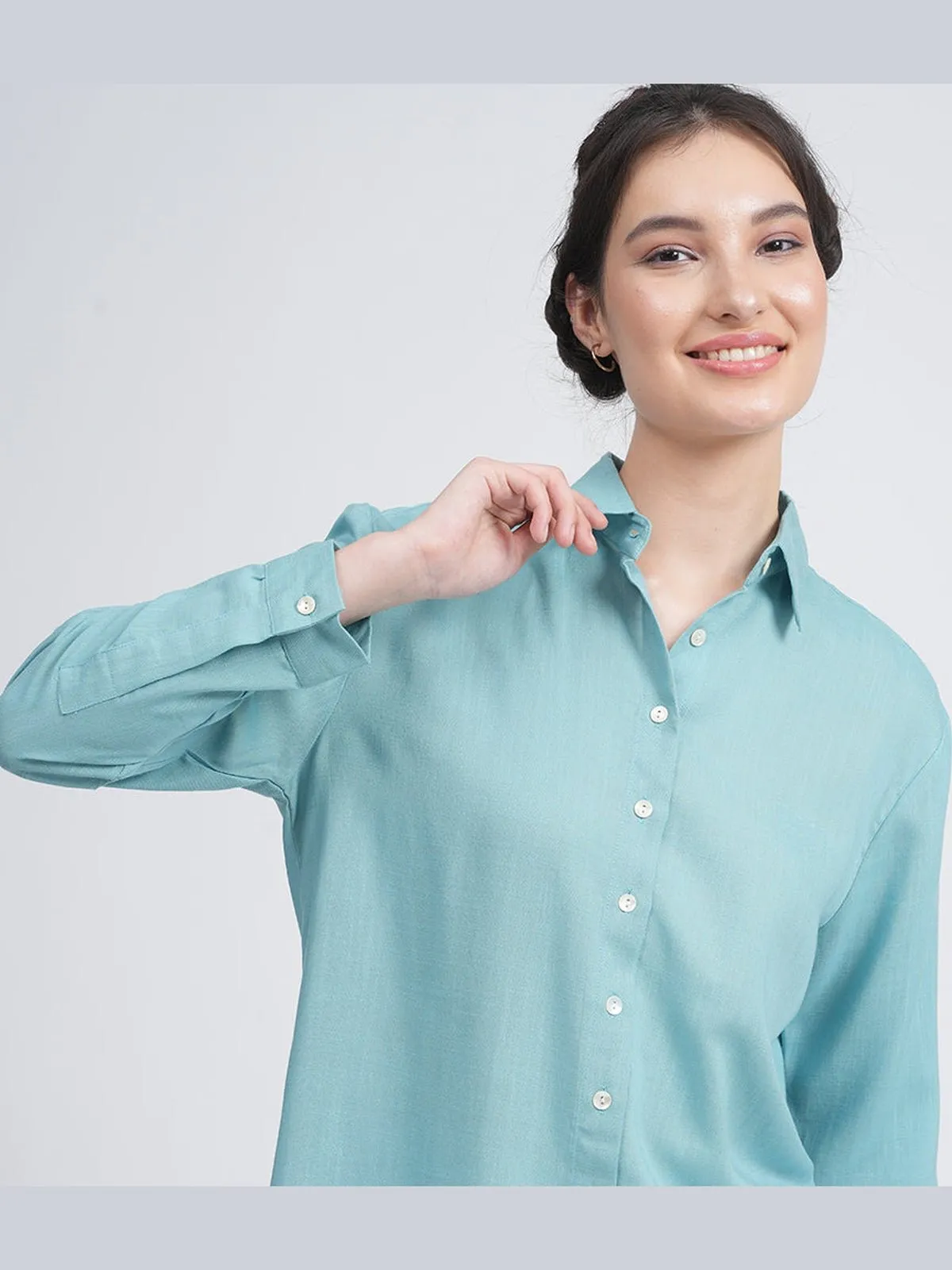 Organic Cotton Solid Jessica Shirt with Trousers Co-ord Set