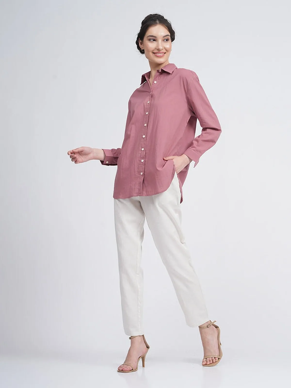 Organic Cotton Solid Jessica Shirt with Trousers Co-ord Set