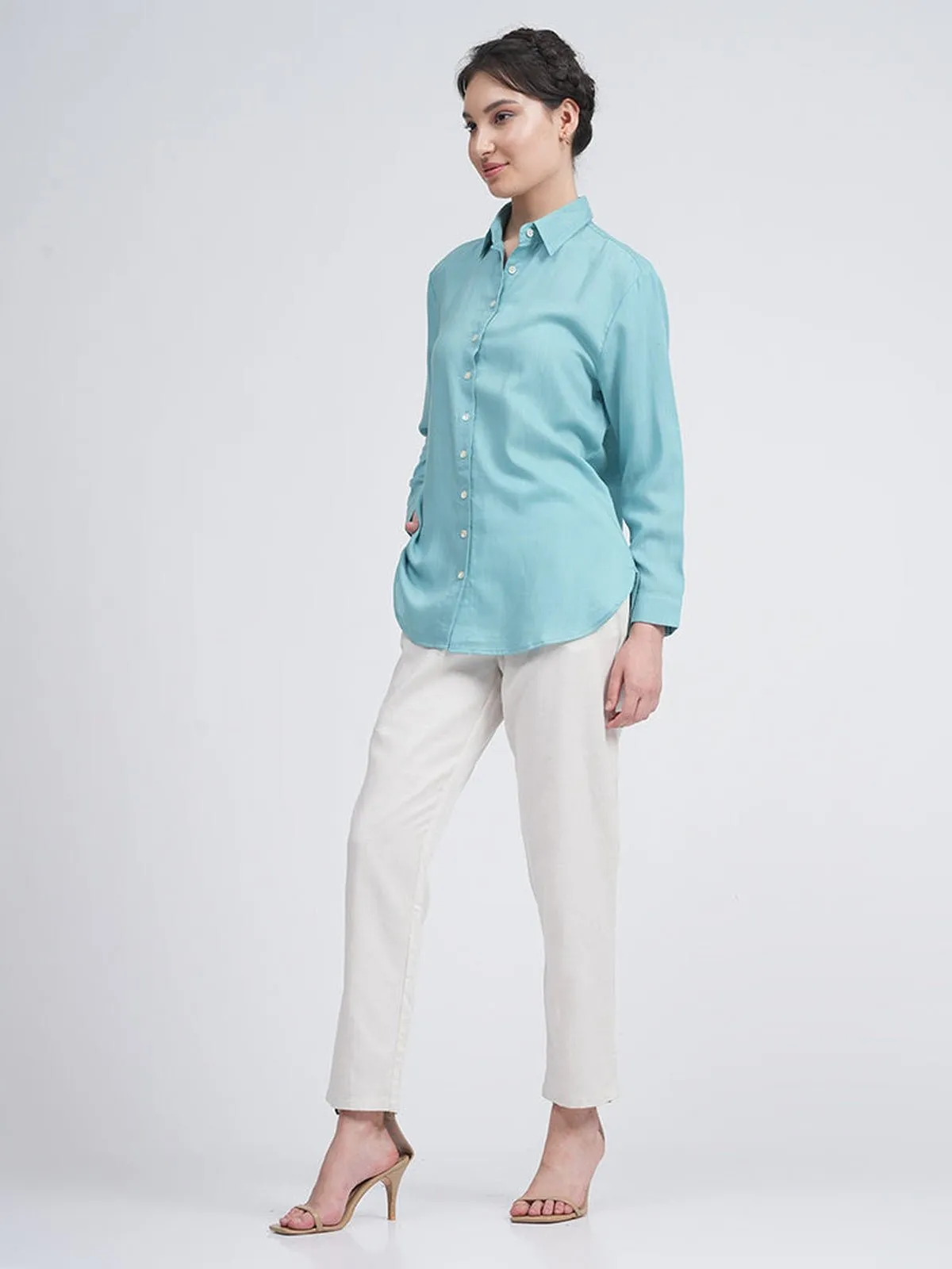 Organic Cotton Solid Jessica Shirt with Trousers Co-ord Set