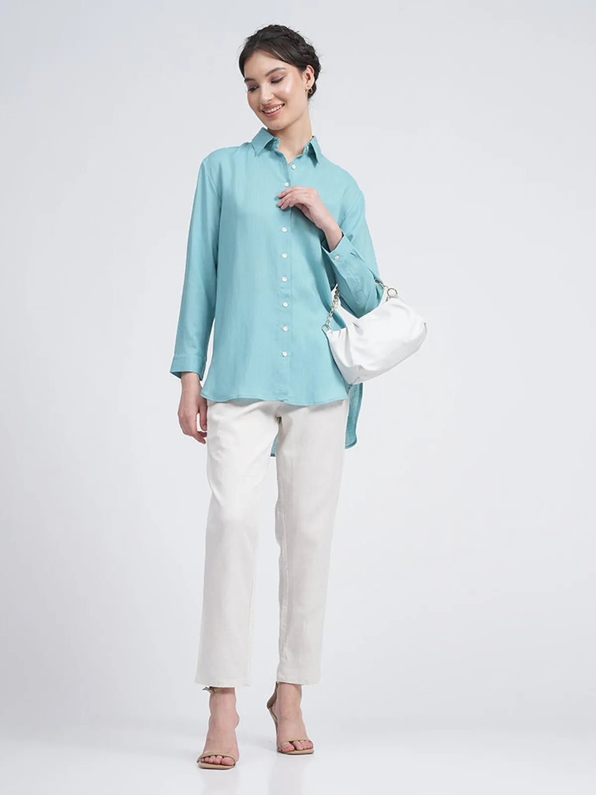 Organic Cotton Solid Jessica Shirt with Trousers Co-ord Set