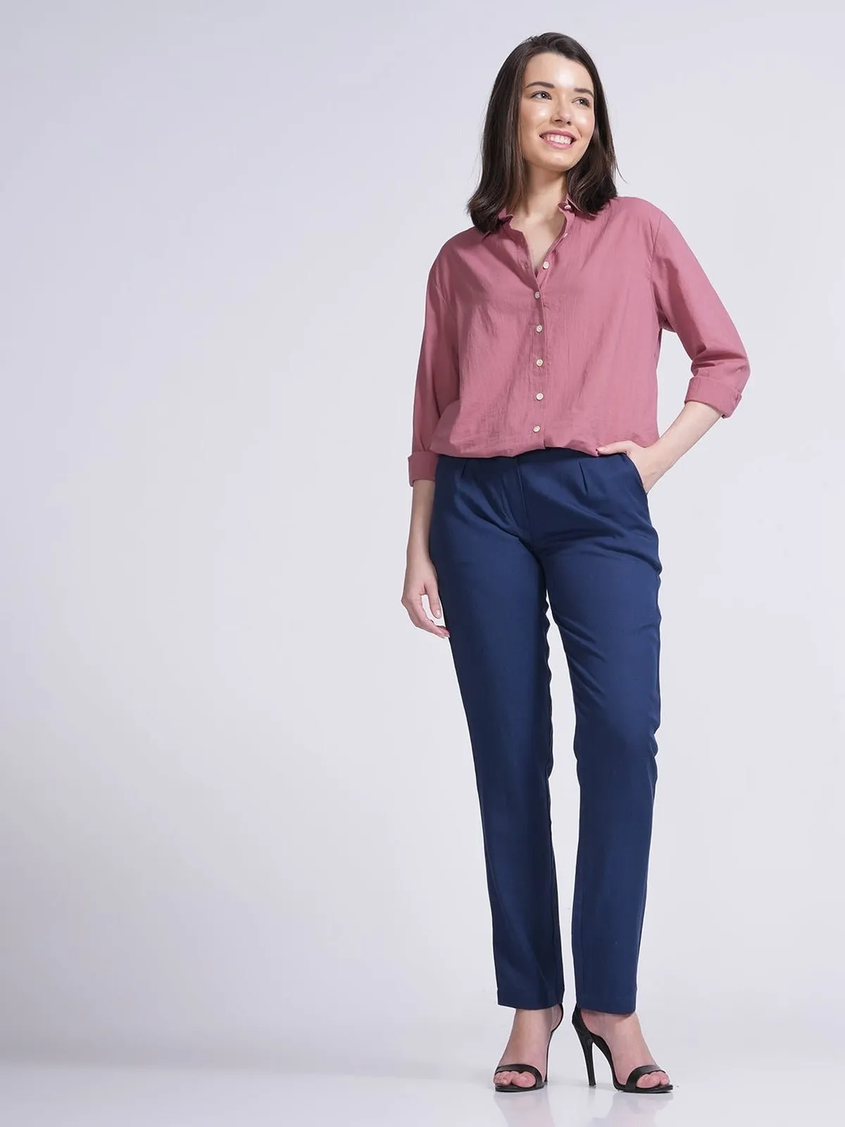 Organic Cotton Solid Jessica Shirt with Trousers Co-ord Set