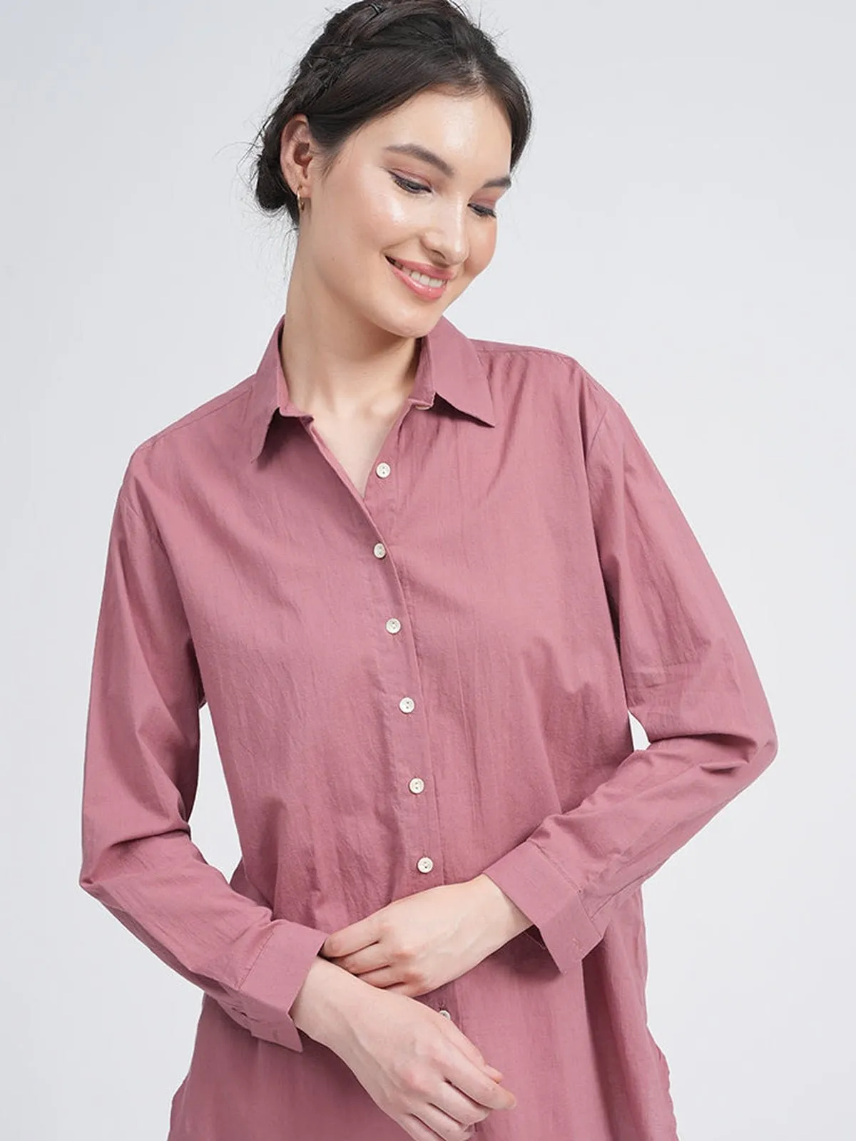 Organic Cotton Solid Jessica Shirt with Trousers Co-ord Set
