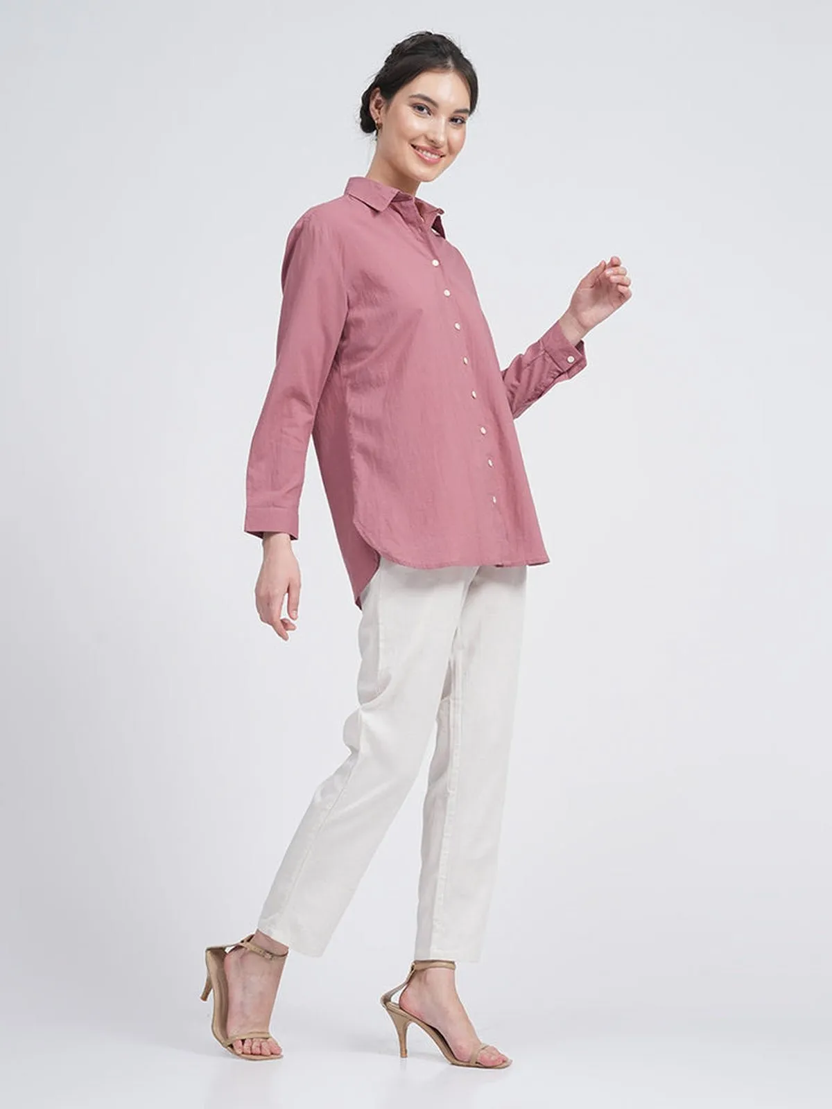 Organic Cotton Solid Jessica Shirt with Trousers Co-ord Set