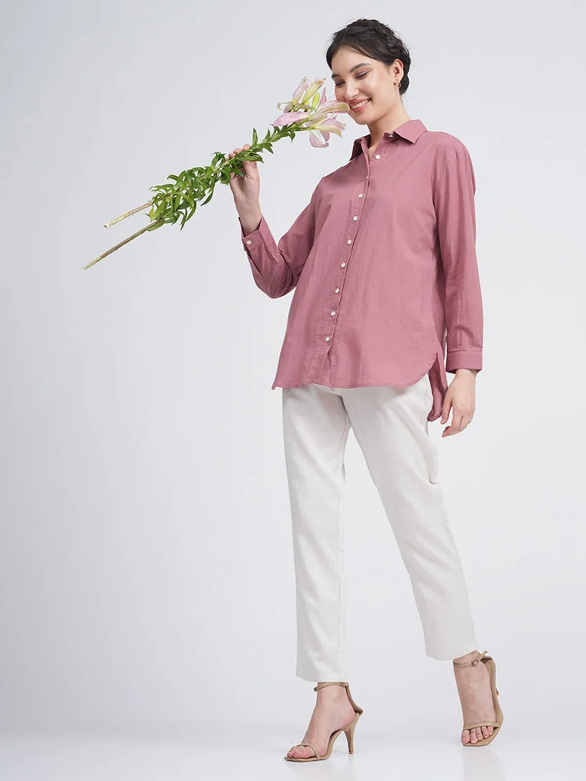 Organic Cotton Solid Jessica Shirt with Trousers Co-ord Set