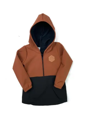 Pecan Brown & Black Half Zip Softshell Jacket