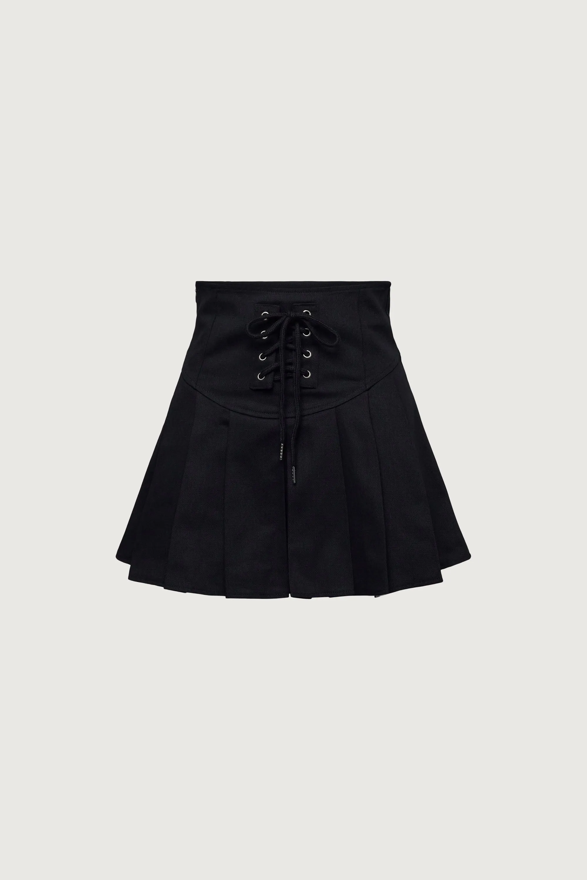 PLEATED TWILL MINI SKIRT