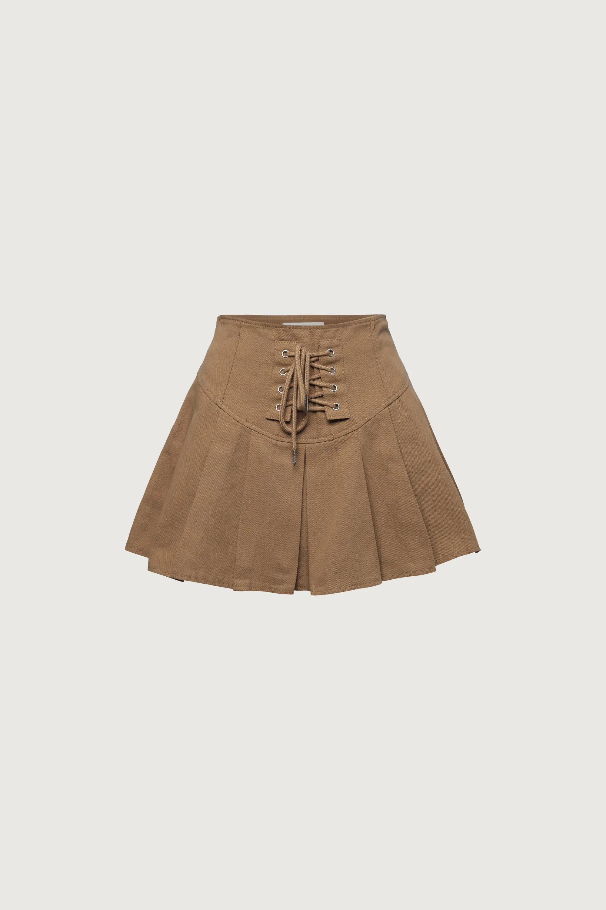 PLEATED TWILL MINI SKIRT