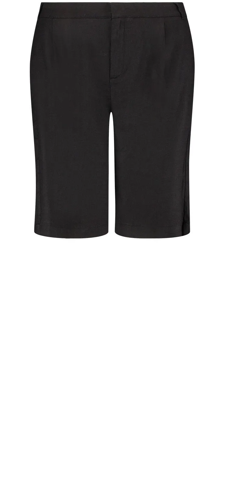 Relaxed Bermuda Short Black Stretch Linen | Black