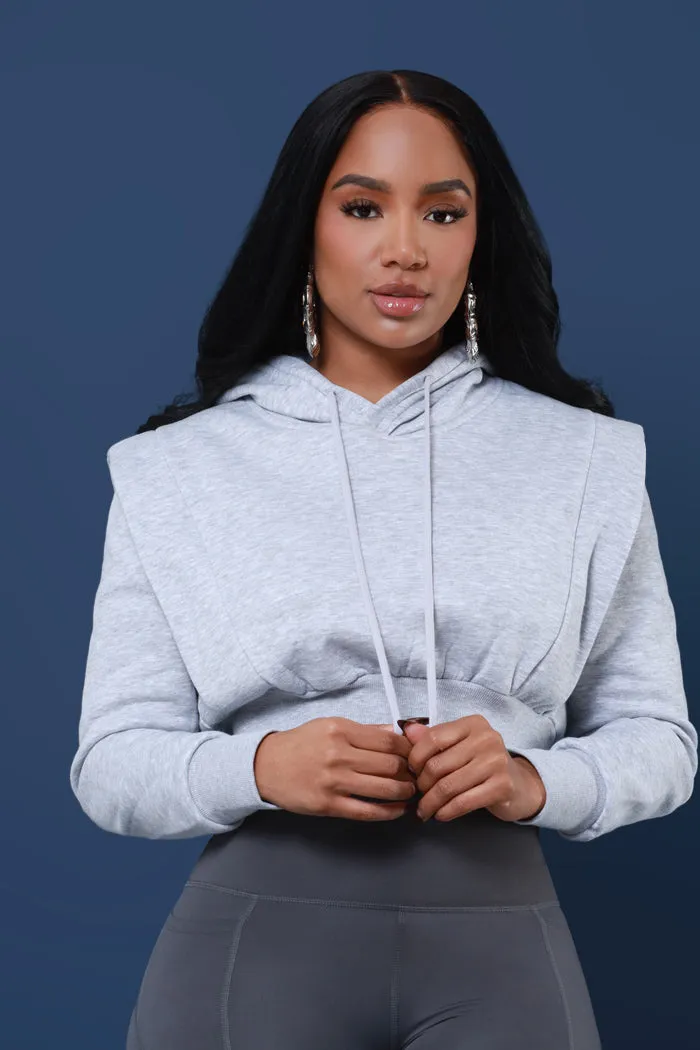 Rescue Me Cropped Hooded Legging Set - Heather Grey/Coal