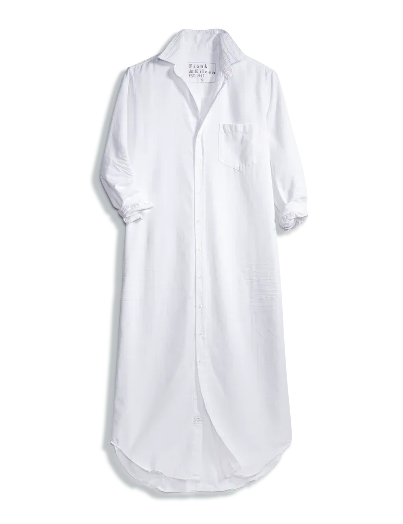 Rory Maxi Shirtdress- White Tattered Denim
