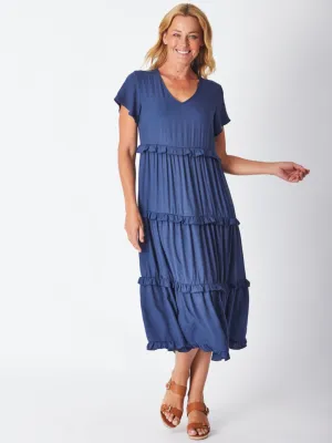 Ruffle Tier Dress - Navy 26527-S