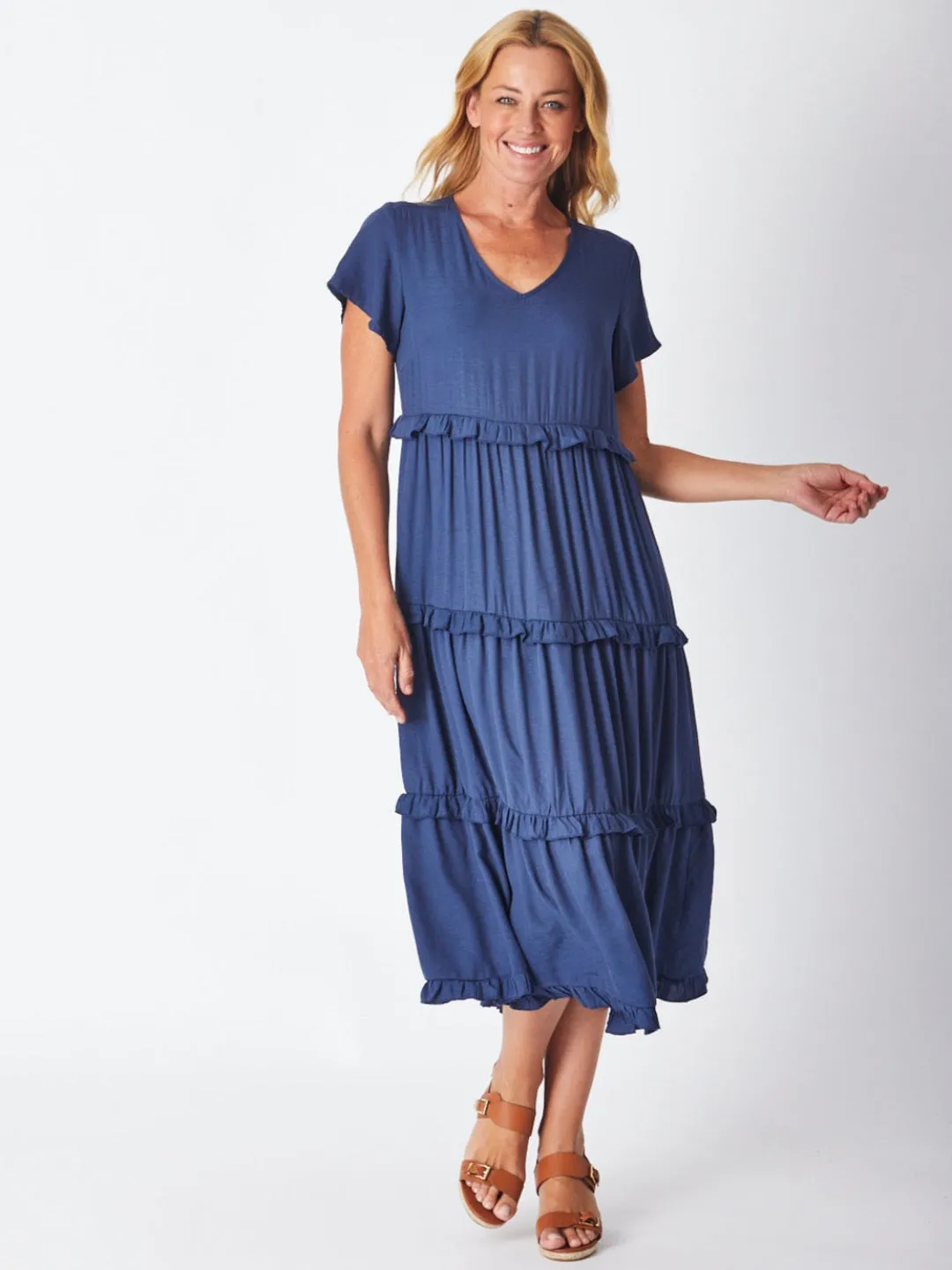 Ruffle Tier Dress - Navy 26527-S