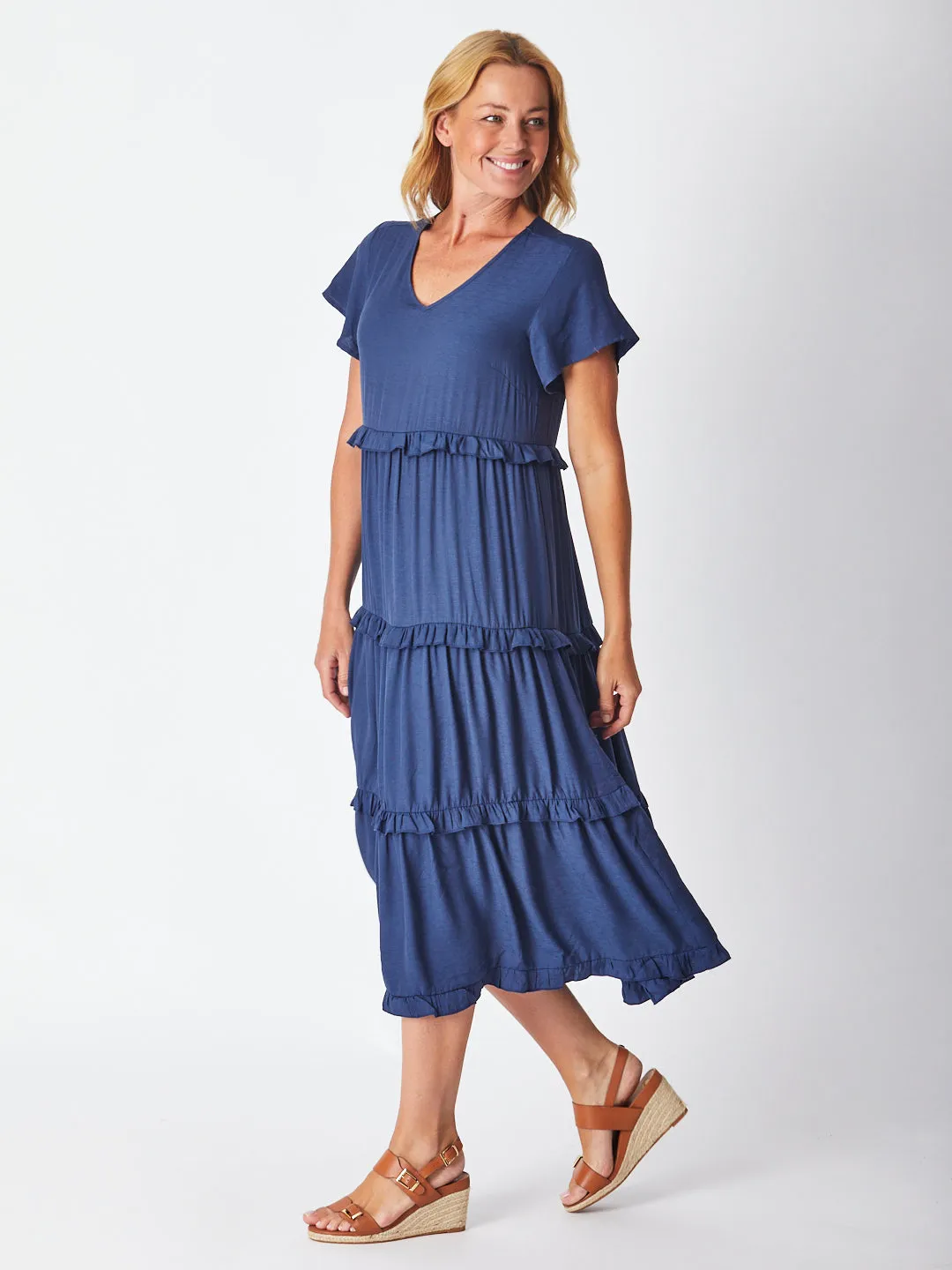 Ruffle Tier Dress - Navy 26527-S