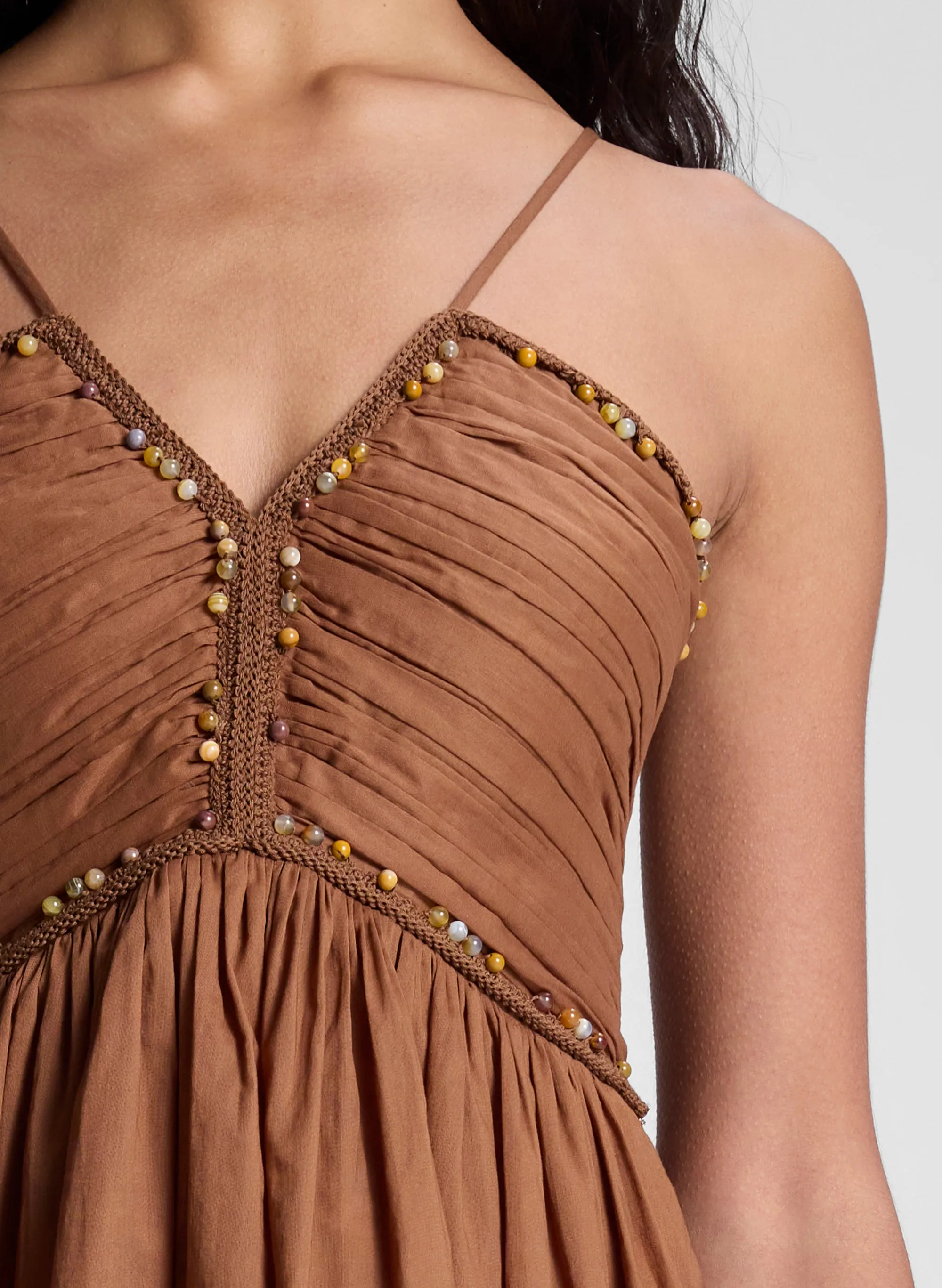 Rumi Embellished Cotton Midi Dress