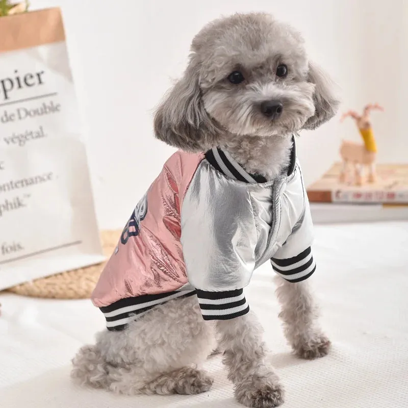 Shiny Trench Coat for Dogs | XS to XXXL | Baseball Uniform Style Pet Jacket for Small to Medium Puppies & Cats | Winter & Fall Outfit
