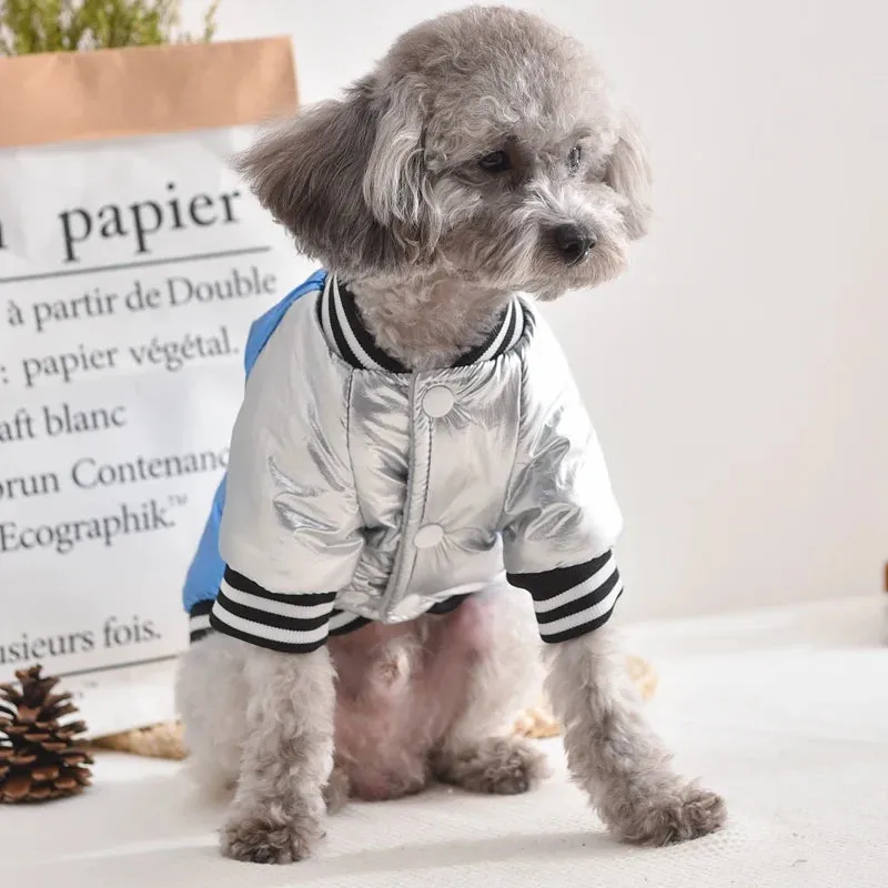 Shiny Trench Coat for Dogs | XS to XXXL | Baseball Uniform Style Pet Jacket for Small to Medium Puppies & Cats | Winter & Fall Outfit