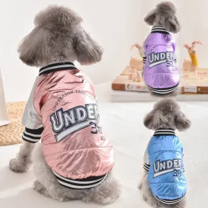 Shiny Trench Coat for Dogs | XS to XXXL | Baseball Uniform Style Pet Jacket for Small to Medium Puppies & Cats | Winter & Fall Outfit