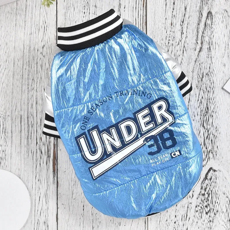 Shiny Trench Coat for Dogs | XS to XXXL | Baseball Uniform Style Pet Jacket for Small to Medium Puppies & Cats | Winter & Fall Outfit