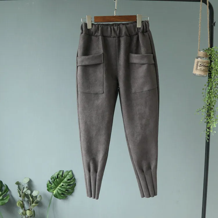 Soft Suede Harem Pants