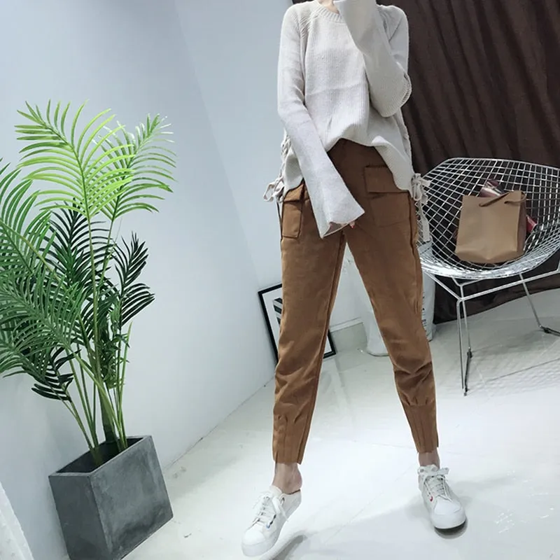 Soft Suede Harem Pants