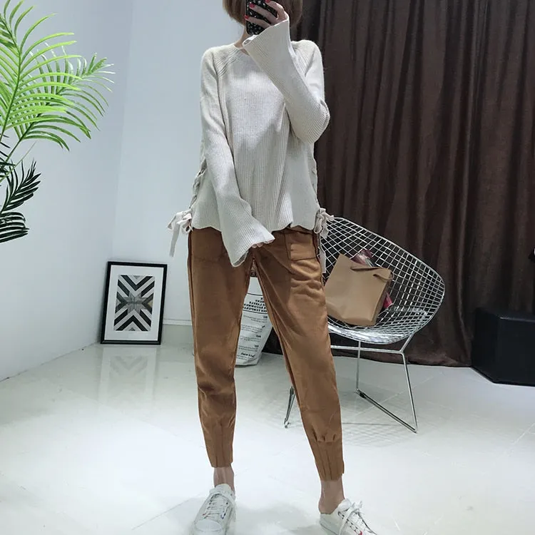 Soft Suede Harem Pants