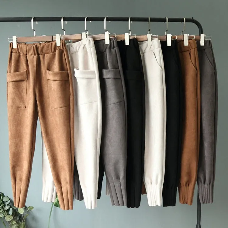 Soft Suede Harem Pants