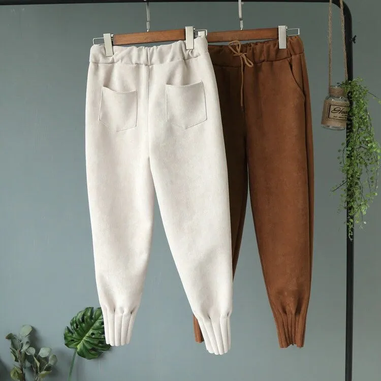 Soft Suede Harem Pants