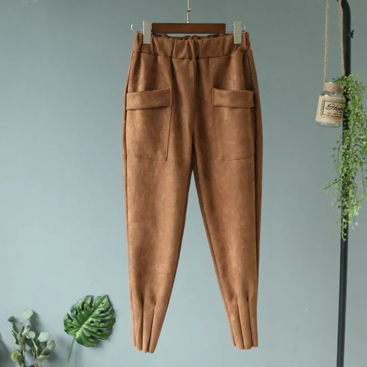 Soft Suede Harem Pants