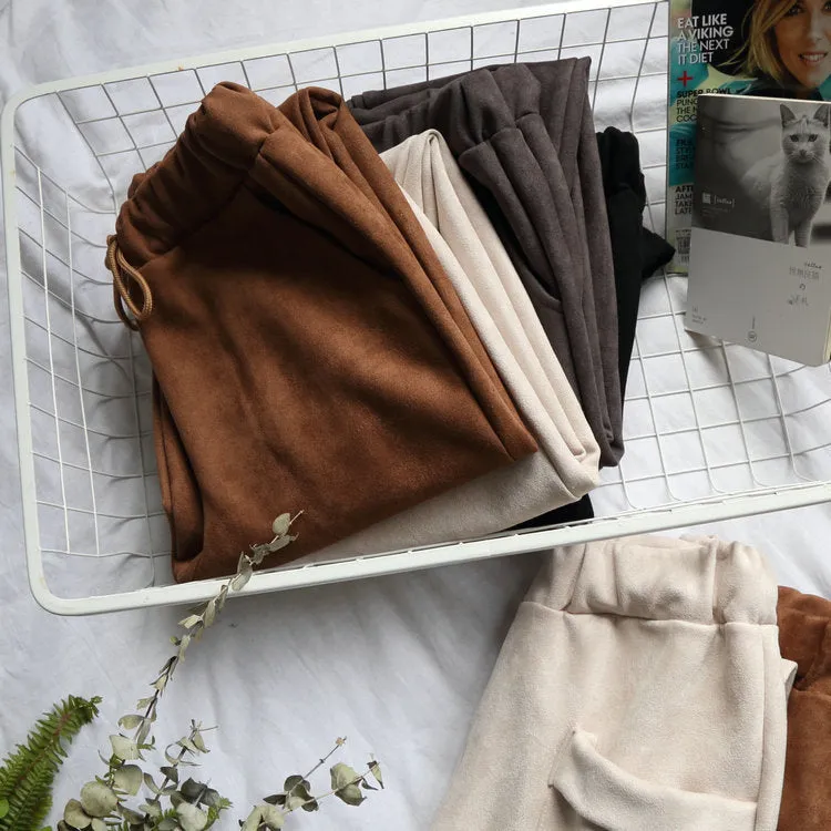Soft Suede Harem Pants