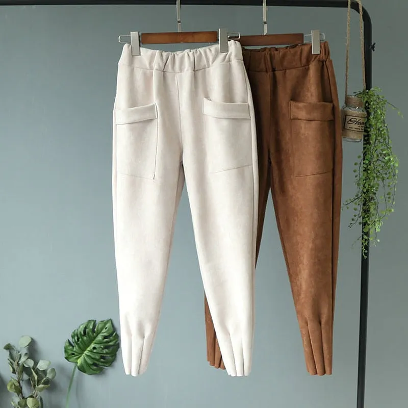 Soft Suede Harem Pants