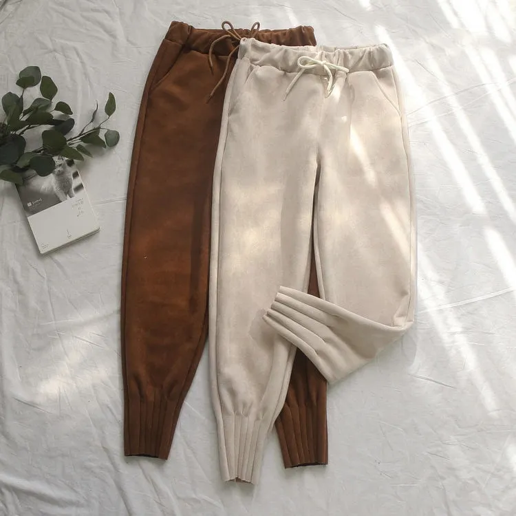 Soft Suede Harem Pants