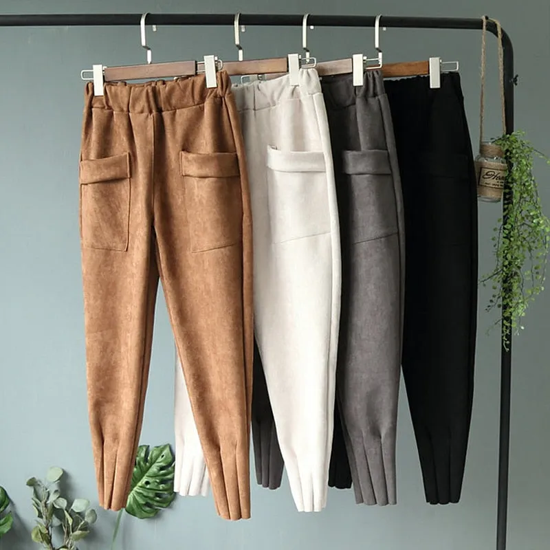Soft Suede Harem Pants