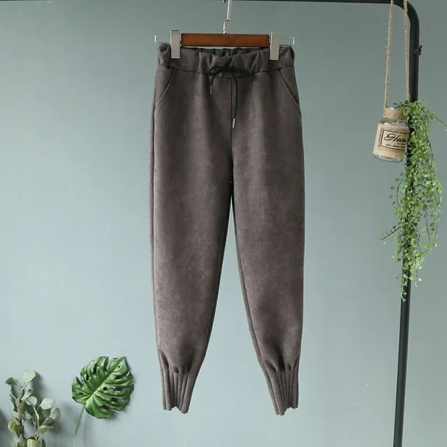 Soft Suede Harem Pants