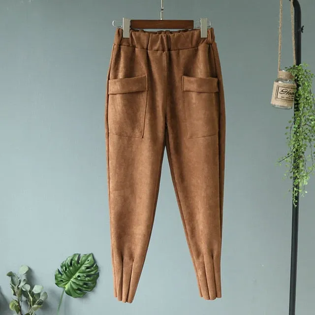 Soft Suede Harem Pants