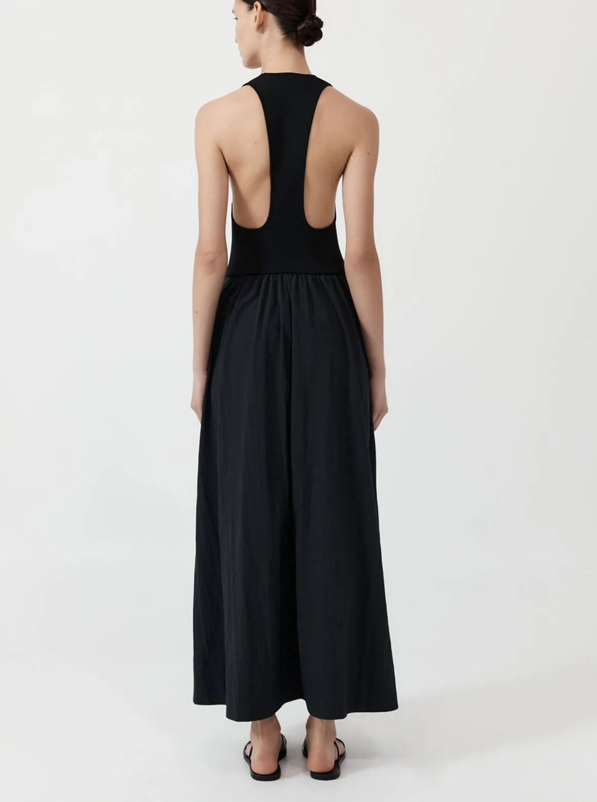 St. Agni Black Plunge Neck Dress