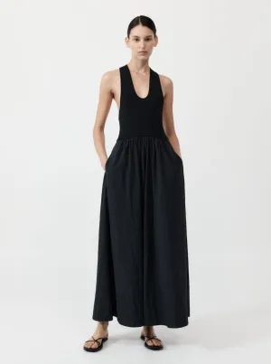 St. Agni Black Plunge Neck Dress