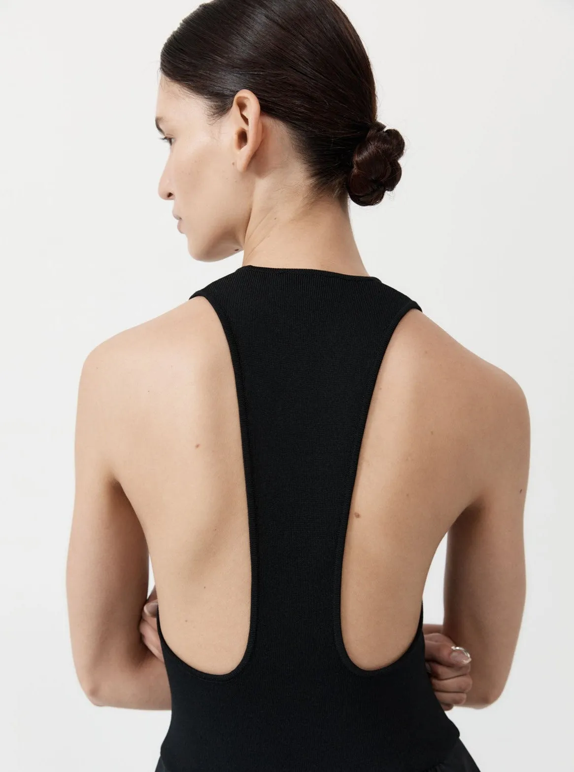 St. Agni Black Plunge Neck Dress